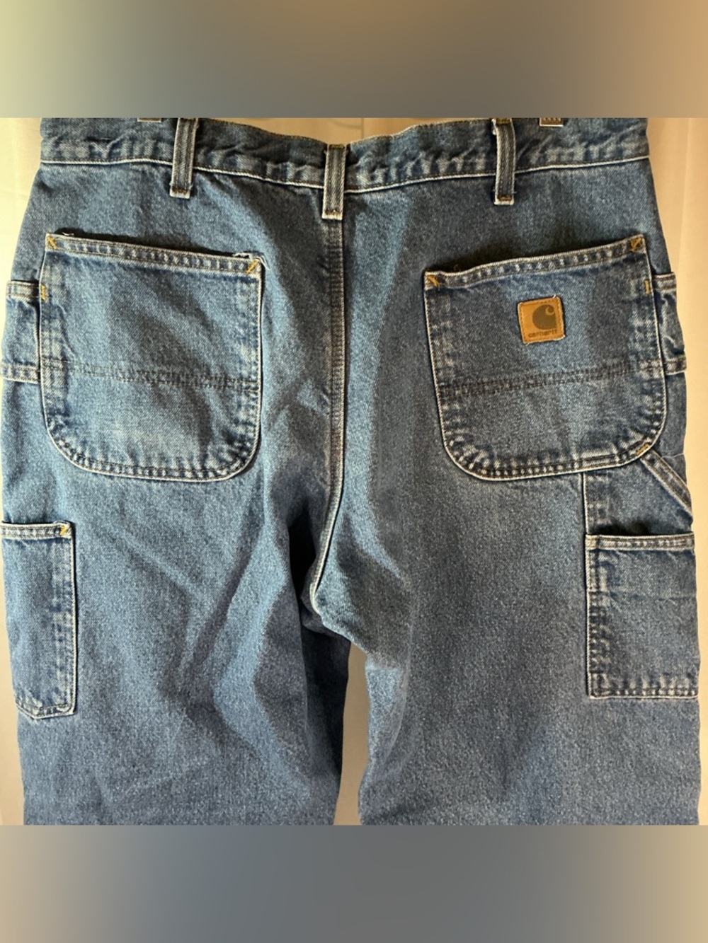 Carhartt Carpenter Jeans 34x30 (Est.) Fleece Lined Denim Workwear Dungaree - Picture 4 of 7